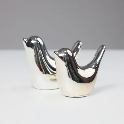 Статуэтки декоративные BIRDS, 2 шт, серебро фотография