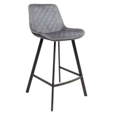 Стул барный LEROS, (серый велюр HLR-21/черный)_1