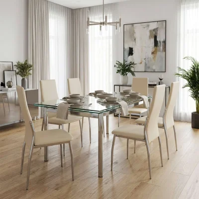 Стул DENVER, экокожа, бежевый TP12/хром_2