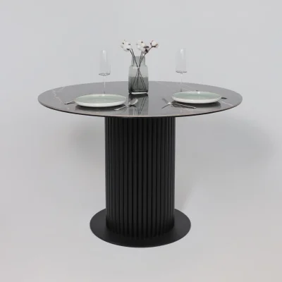 Стол РАУНД,керамика 2 кат. Д 1100, Камень черный Wacom pulido/ Черный матовый_9