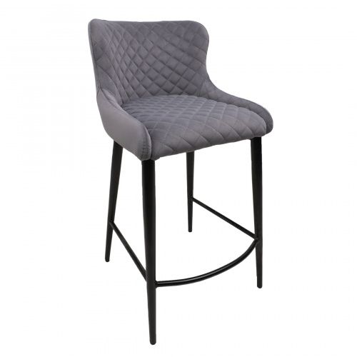 Барные стулья - Стул полубарный ONORE, Серый велюр GRAND 965/черный