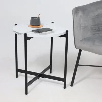 Стол журнальный ELY, белый мрамор/черный, d450*500_6