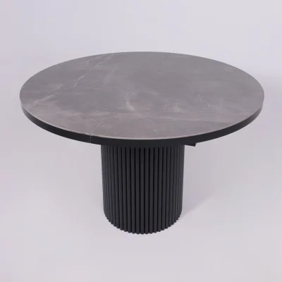 Стол ASKAR ROUND SLIDE-116, раздвижной круглый 116(156), BAYONA GREY PREMIUM CER/Черный_7