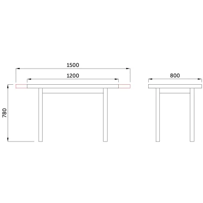 Стол MAX 5 P, 1200(1500)*800*780, дуб грендсон/чёрный_6