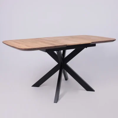 СТОЛЕШНИЦА раздвижная ВЕЙВ + ПОДСТОЛЬЕ КСЕ/Р-80 дуб натуральный/черный  (1200(1600)/800/750)_7