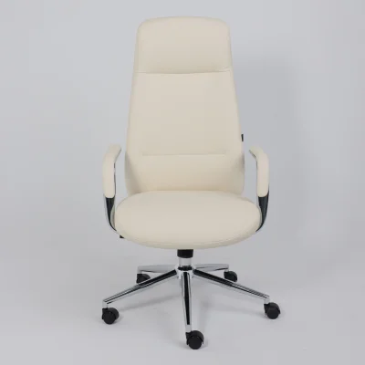 Кресло поворотное ELEMA, кремовая экокожа/хромированный металл_2