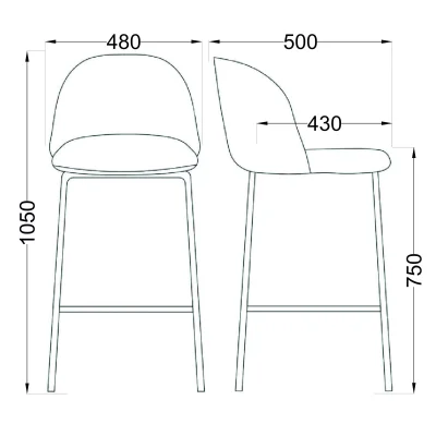 Стул ICON, барный, серый велюр HLR 21/черный_2