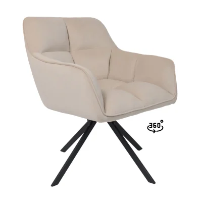 Кресло VIRGINIA, поворотное, кремовый велюр HCJ-3/черный фотография