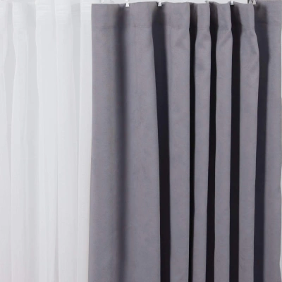 Штора "Канвас" 2х2,7м  на ленте, цвет темно-серый (арт.906-18) фотография