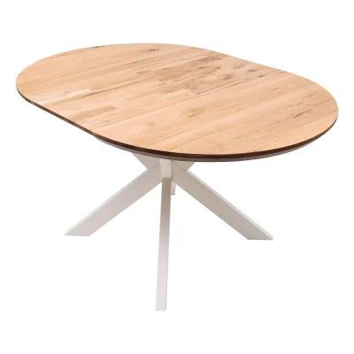 СТОЛЕШНИЦА раздвижная РАУНД +ПОДСТОЛЬЕ КСЕ/Р-80 дуб натуральный/белый (1000(1400)/750)_6