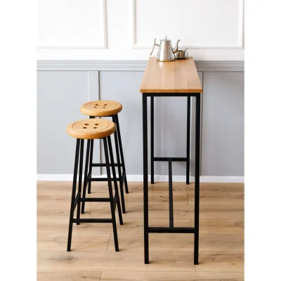 Стул полубарный BUTTON-65 натуральный/черный_4