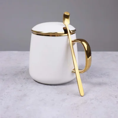 Чашка с крышкой MOONSHINE, керамика, белый+золото, 12*9*19,5см_3