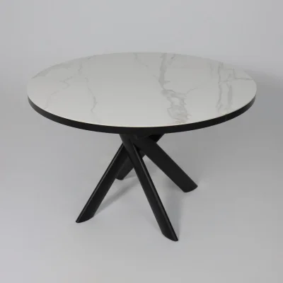 Стол RONALDO-120, круглый раздвижной 120(160), PATAGONOA BIANCO GLOSS PREMIUM CER/Черный_8