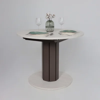 Стол раздвижной на опоре ONTARIO,1000(1300)*760*1000, (сосна каньон/коричневый)_6