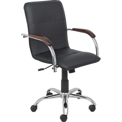 Кресло SAMBA AKS-2 Pegasso черный, подлокотники дерево темное фотография