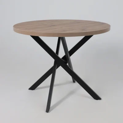 Стол РИГА, D950, Дуб Велингтон/Черный_5