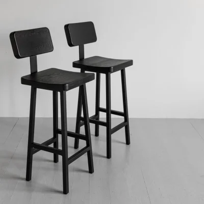 Стул полубарный со спинкой Лофт Halls-MS65 черный дуб_5