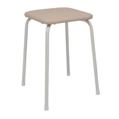 Табурет квадратный "Пенек крепкий 224", с ЛДСП,  ваниль/белый фотография