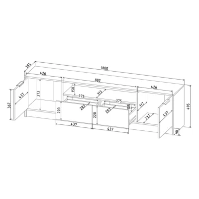 Тумба(ТВ) КОНЦЕПТ КТ-ТВ4-50, к.Белый/ф.Белый  (В495хШ1800хГ355мм)_5