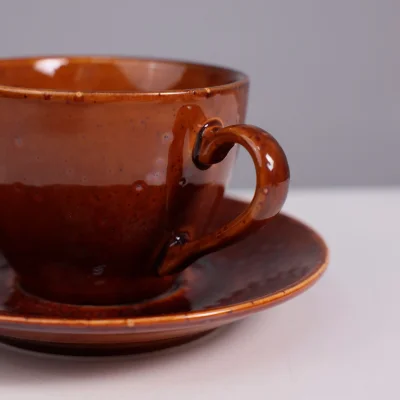 Чайный набор OPALUS, фарфор, каштановый, кружка 200мл + блюдце_5