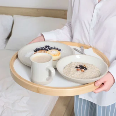 Блюдо STONE CLAY, керамика, белый, d26*3см_4