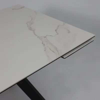 Стол МОНАКО NEW,керамика 0 кат. 1600(2240)*900, Камень белый Greys White/Черный матовый_16
