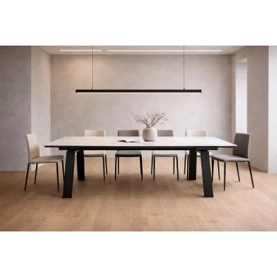 Стол PANAMA SLIDE-230, раздвижной 230(310)*115, МРАМОР СВЕТЛЫЙ- COMPAKT CER/Черный_3