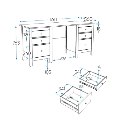 Стол письменный САГА, 161х56см, серый/ясень (2.08.06.200.15 RU)_3