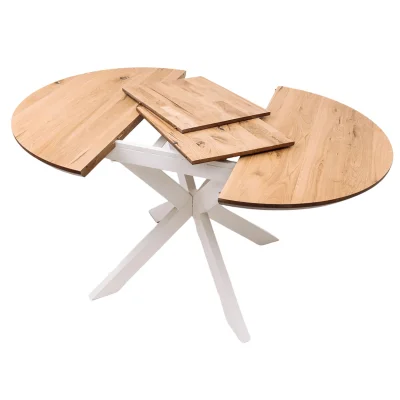 СТОЛЕШНИЦА раздвижная РАУНД +ПОДСТОЛЬЕ КСЕ/Р-80 дуб натуральный/белый (1000(1400)/750)_17