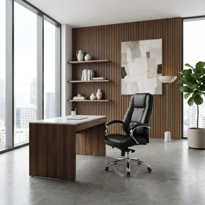 Кресло поворотное KING A, мультиблок, натуральная кожа, черный_4