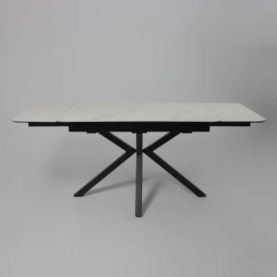 Стол РЕЙН NEW,керамика 0 кат. 1200(1840)*800, Камень белый Greys White/Черный матовый_23