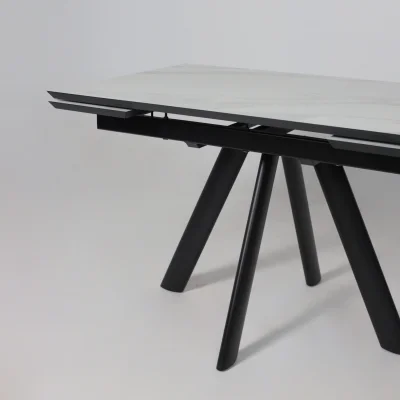 Стол JACK-120, раздвижной 120(30+30)х80, МРАМОР СВЕТЛЫЙ - COMPAKT CER/Черный_11