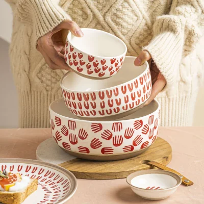 Миска-Боул LOVE PRINT, керамика, красный принт, d17*7,4см_2