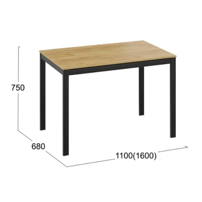 Стол раздвижной СЛАЙД Тип 2, 1100(1600)*680, дуб крафт золотой/черный_5