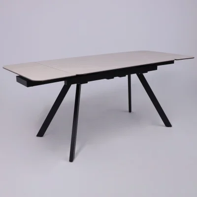 Стол ЛЕОН NEW , керамика 1 кат. 1200(1840)*800, Камень слоновая кость Bayona Ivory/Черный матовый_6