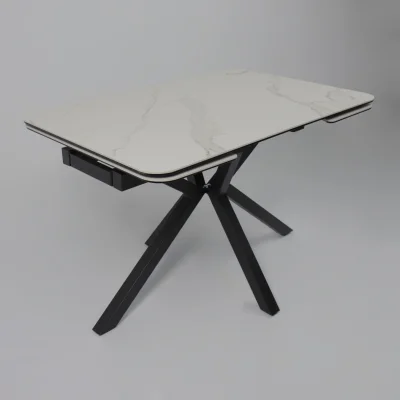 Стол РЕЙН NEW,керамика 0 кат. 1200(1840)*800, Камень белый Greys White/Черный матовый_9