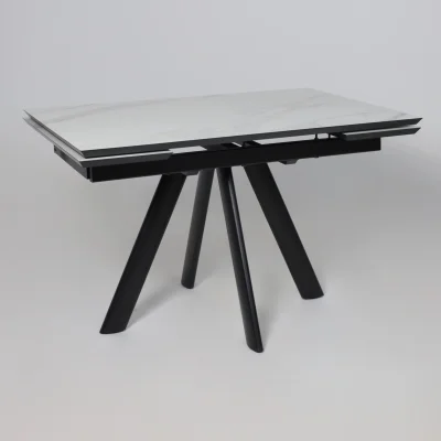 Стол JACK-120, раздвижной 120(30+30)х80, МРАМОР СВЕТЛЫЙ - COMPAKT CER/Черный_6