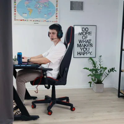 Кресло поворотное BOLID, ECO, черный/белый/красный_17