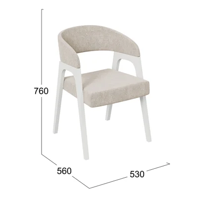 Кресло ТЕХАС, кремовый №208 Велюр Jercy cream/белый матовый_4