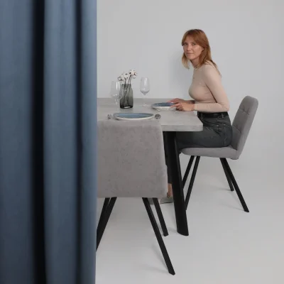 Стол LEON LUX RADIAL-160, раздвижной 160(205)х90, Серый сланец/Чёрный_2