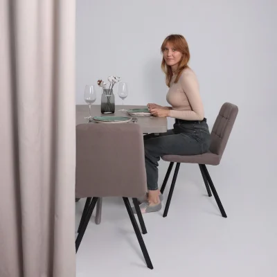 Стол LEONEL-130, раздвижной 130(165)х85, Бежевый камень-HPL/Капучино_2