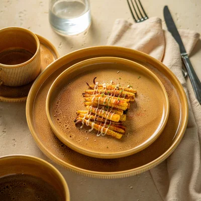 Блюдо STRIA, фарфор, пшеничный, d26,5*3см_6