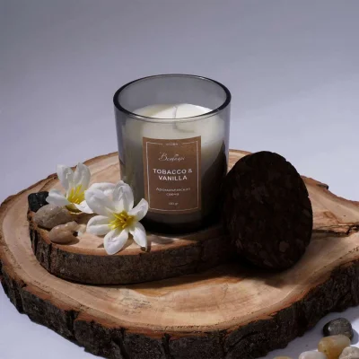 Ароматическая свеча TOBACCO & VANILLA в стекле, Д70 Ш70 В78_3