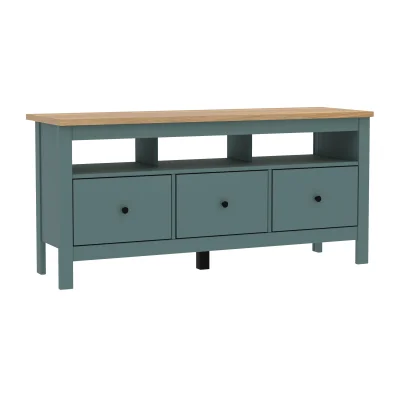 Тумба САГА 3 ящика, темно-бирюзовая/ясень (2.08.03.090.16 RU) фотография