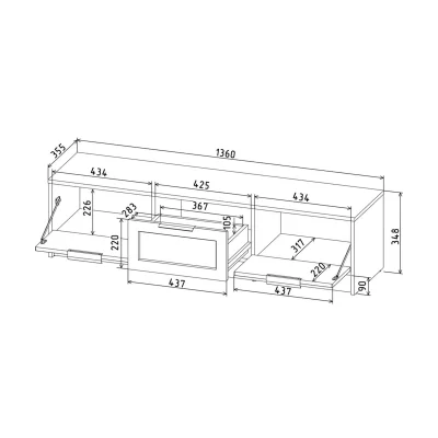 Тумба(ТВ) КОНЦЕПТ Тренд КТ-ТВ3-35, к.Белый/ф.Белый  (В348хШ1360хГ355мм)_4