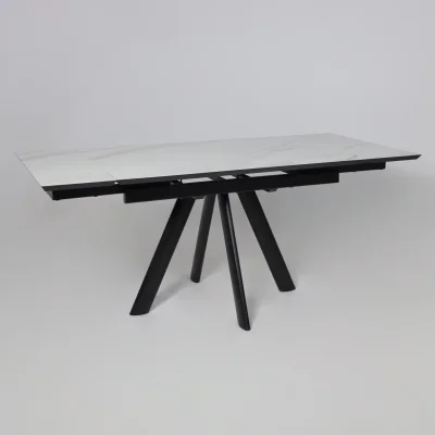 Стол JACK-120, раздвижной 120(30+30)х80, МРАМОР СВЕТЛЫЙ - COMPAKT CER/Черный_14