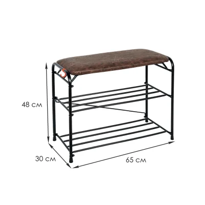 Подставка для обуви Альфа 23, с сиденьем (чёрный)_2