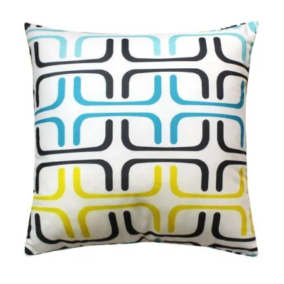 Подушка декоративная МАТЕХ FANTASY РЕТРО 8, р-р 33*33*10. Цвет голубой/желтый/черный, арт. 31-246 фотография