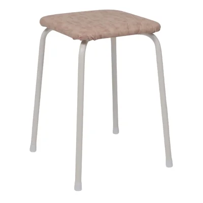 Табурет квадратный "Пенек крепкий 224", с ЛДСП, бежевый/белый фотография