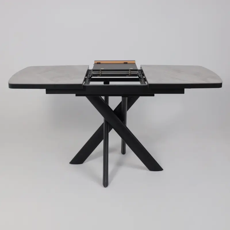 Стол LEONEL-110, раздвижной 110(145)х80, ITALIAN LIGHT GREY GLOSS ST CER/Черный_preview_17